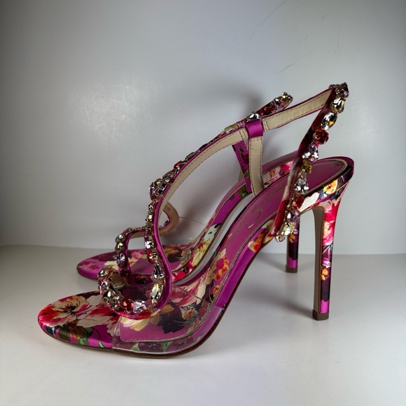 Jessica Simpson Jaycin Pink Floral Sandal Heels Women’s Size 8 - Picture 2 of 12